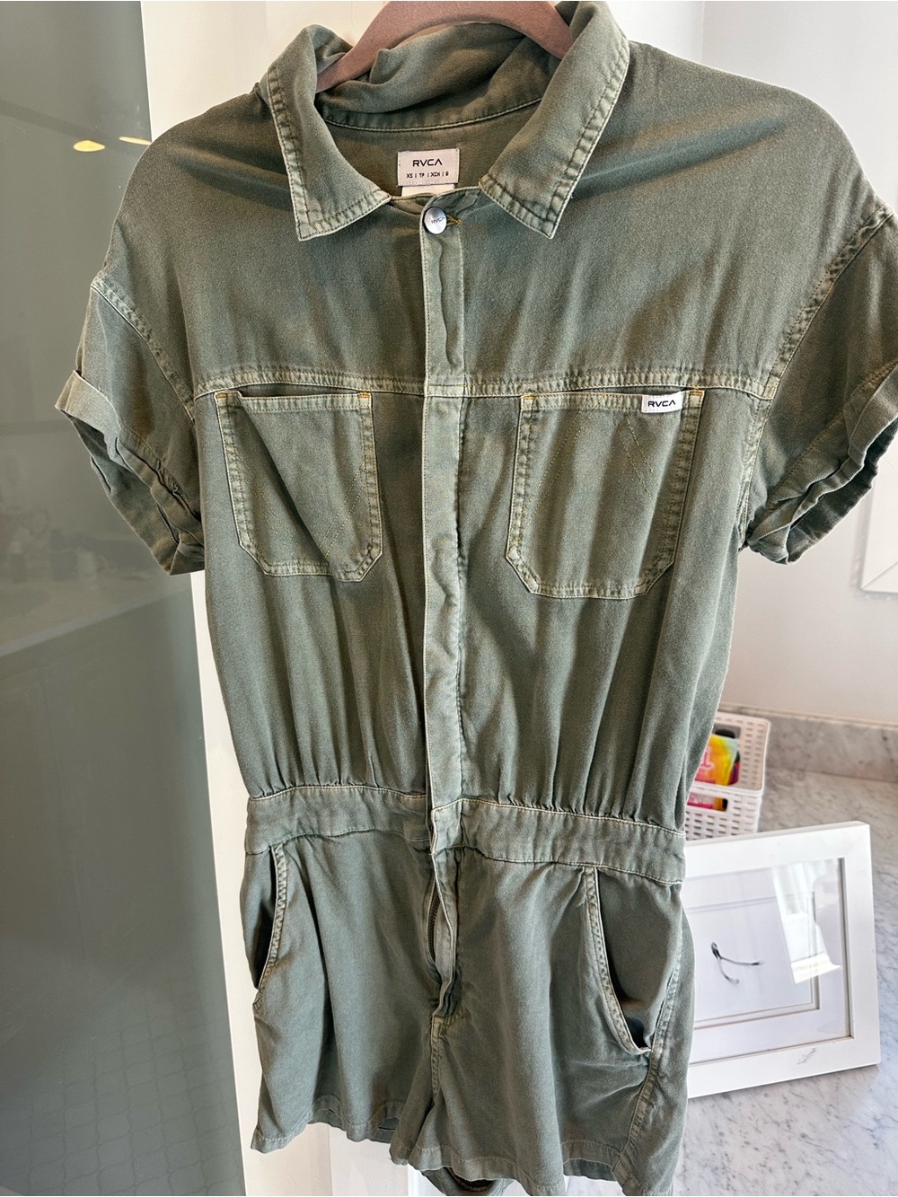 RVCA Olive Green Romper Girls XS